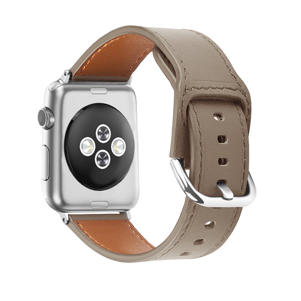Meget komfortabel Apple Watch Series 7 41mm Ægte læder Rem - Størrelse: S - Brun#serie_4