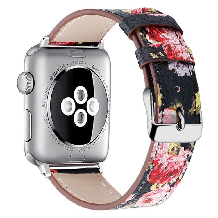 Super slidstærk Apple Watch Series 7 41mm Ægte læder Rem - Pink#serie_1
