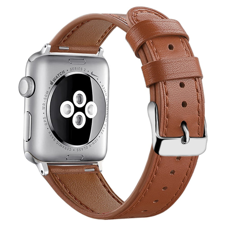 Super slidstærk Apple Watch Series 7 41mm Ægte læder Rem - Brun#serie_10