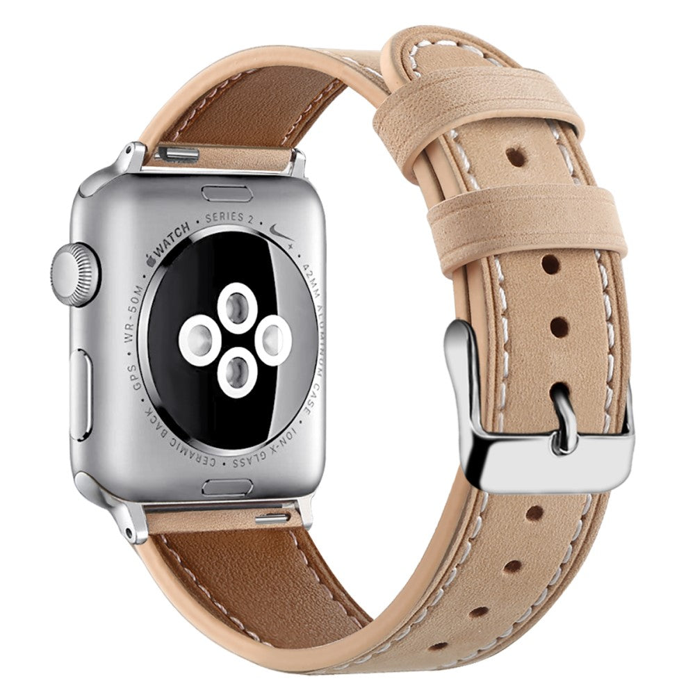 Super slidstærk Apple Watch Series 7 41mm Ægte læder Rem - Brun#serie_9