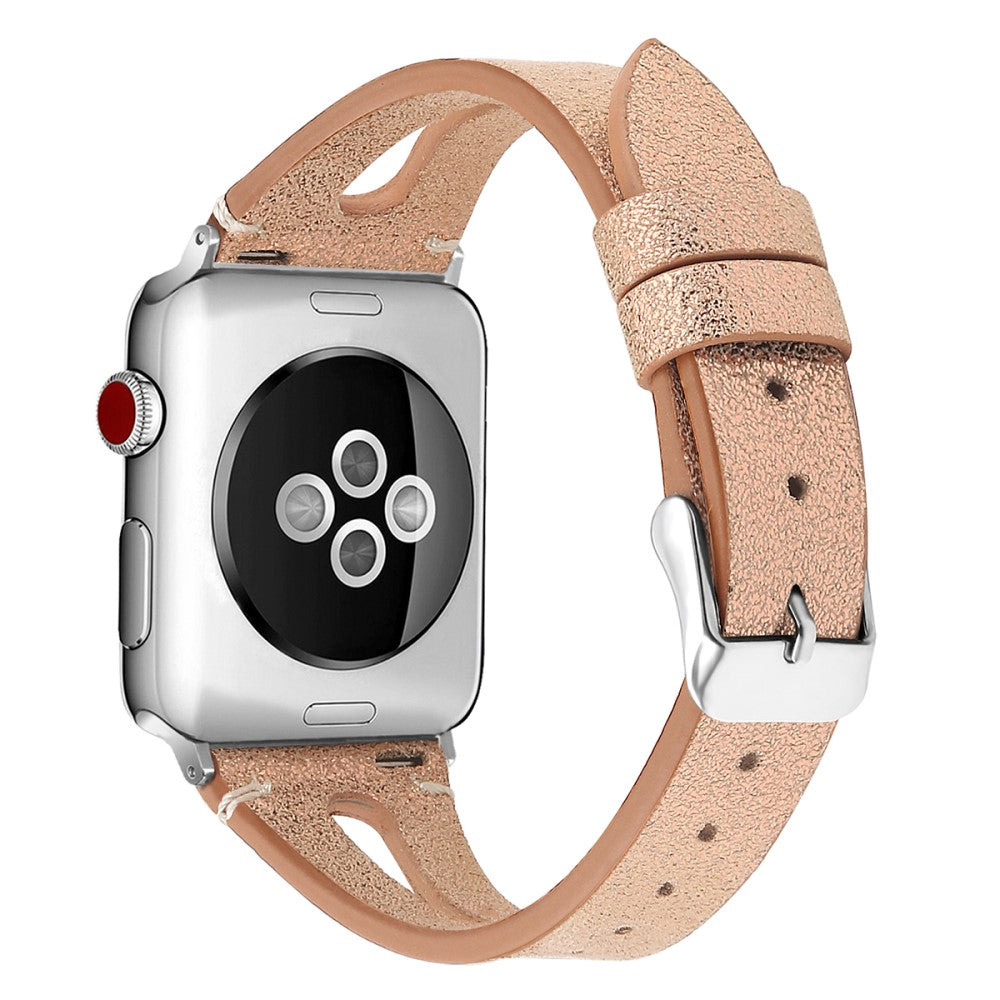 Rigtigt fint Apple Watch Series 7 41mm Ægte læder Rem - Pink#serie_11
