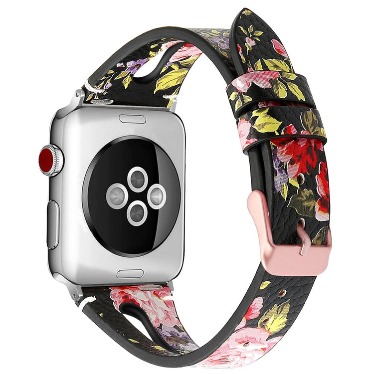 Rigtigt fint Apple Watch Series 7 41mm Ægte læder Rem - Flerfarvet#serie_4