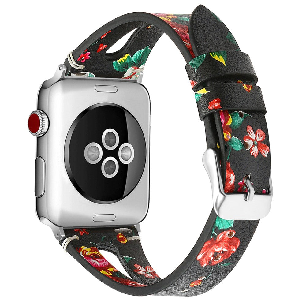 Rigtigt fint Apple Watch Series 7 41mm Ægte læder Rem - Rød#serie_6