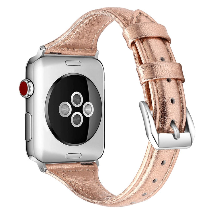 Meget fantastisk Apple Watch Series 7 41mm Ægte læder Rem - Størrelse: L - Pink#serie_10