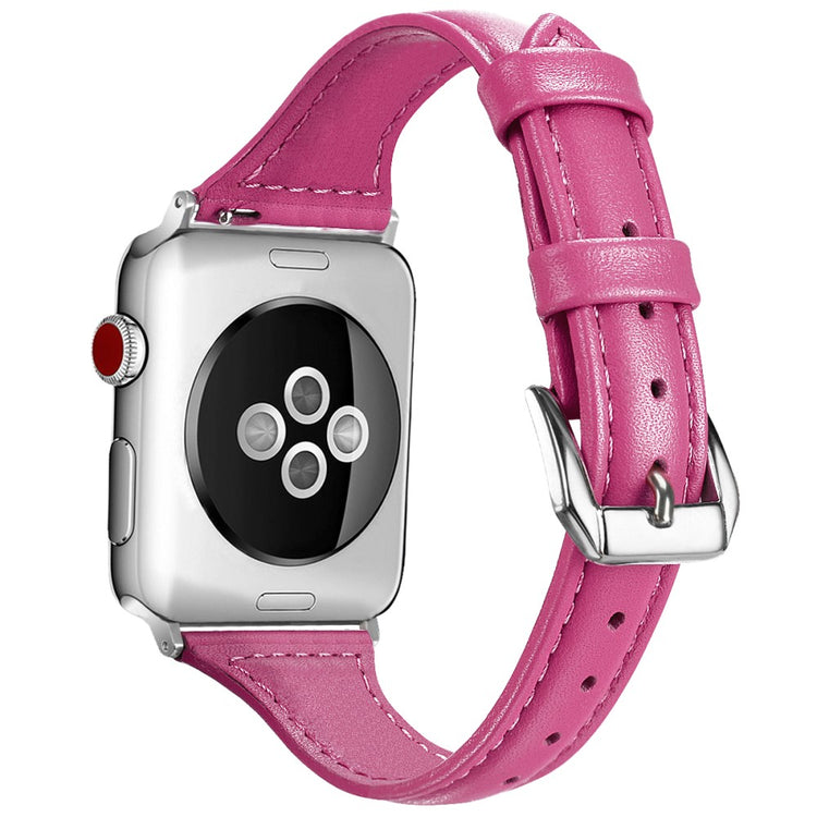 Meget fantastisk Apple Watch Series 7 41mm Ægte læder Rem - Størrelse: L - Pink#serie_11