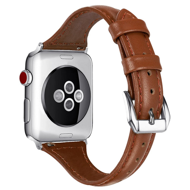 Meget fantastisk Apple Watch Series 7 41mm Ægte læder Rem - Størrelse: L - Brun#serie_13