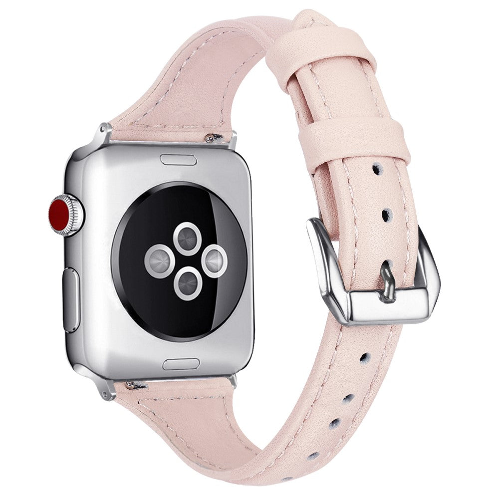 Meget fantastisk Apple Watch Series 7 41mm Ægte læder Rem - Størrelse: L - Pink#serie_4
