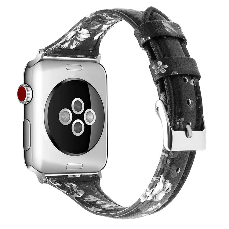 Meget fantastisk Apple Watch Series 7 41mm Ægte læder Rem - Størrelse: L - Sølv#serie_6