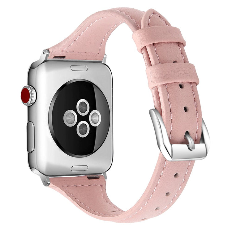 Meget fantastisk Apple Watch Series 7 41mm Ægte læder Rem - Størrelse: L - Pink#serie_9