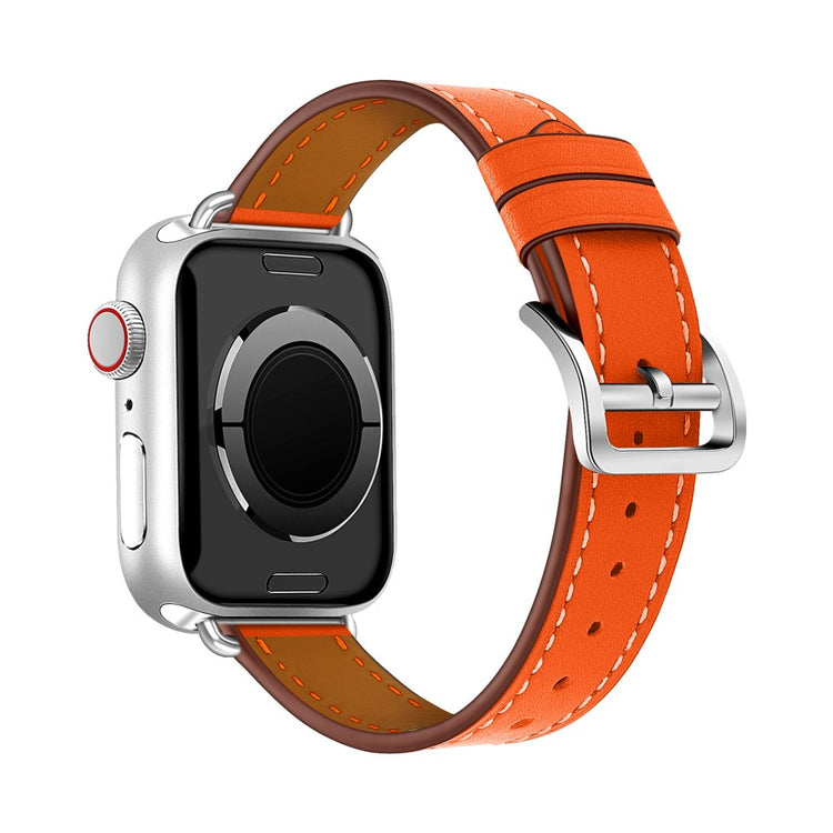 Meget elegant Apple Watch Series 7 41mm Ægte læder Rem - Orange#serie_1