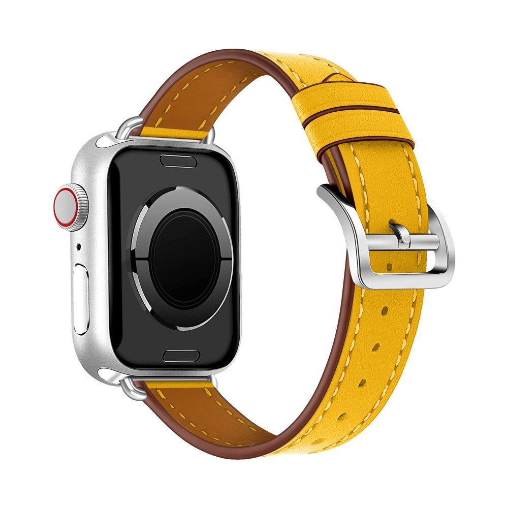 Meget elegant Apple Watch Series 7 41mm Ægte læder Rem - Gul#serie_3