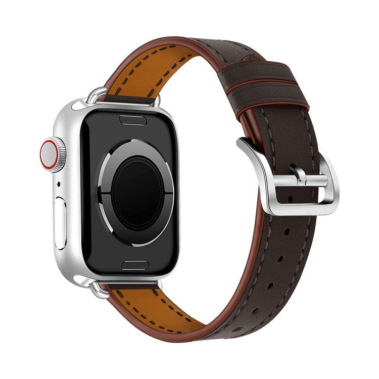 Meget elegant Apple Watch Series 7 41mm Ægte læder Rem - Brun#serie_4