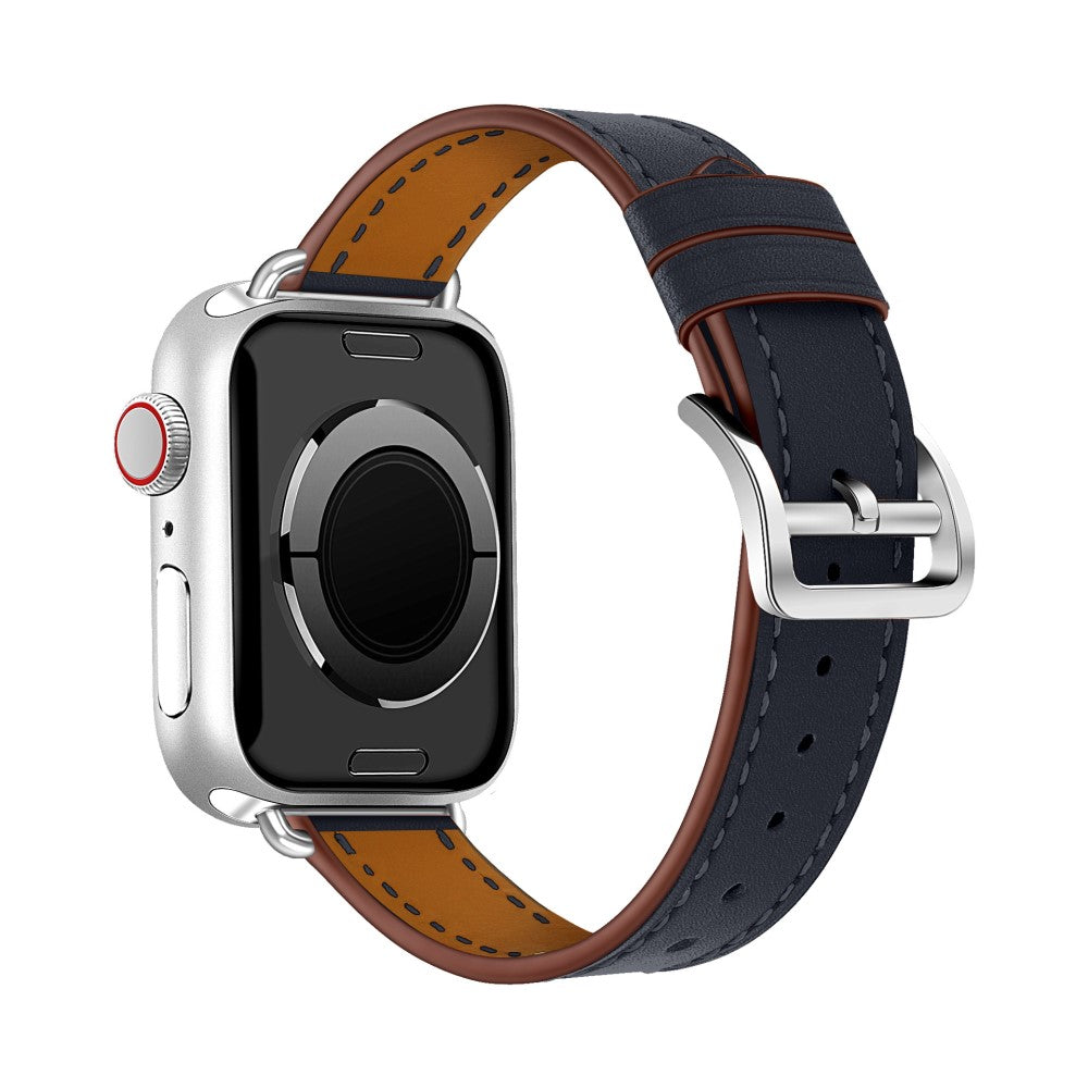 Meget elegant Apple Watch Series 7 41mm Ægte læder Rem - Blå#serie_5