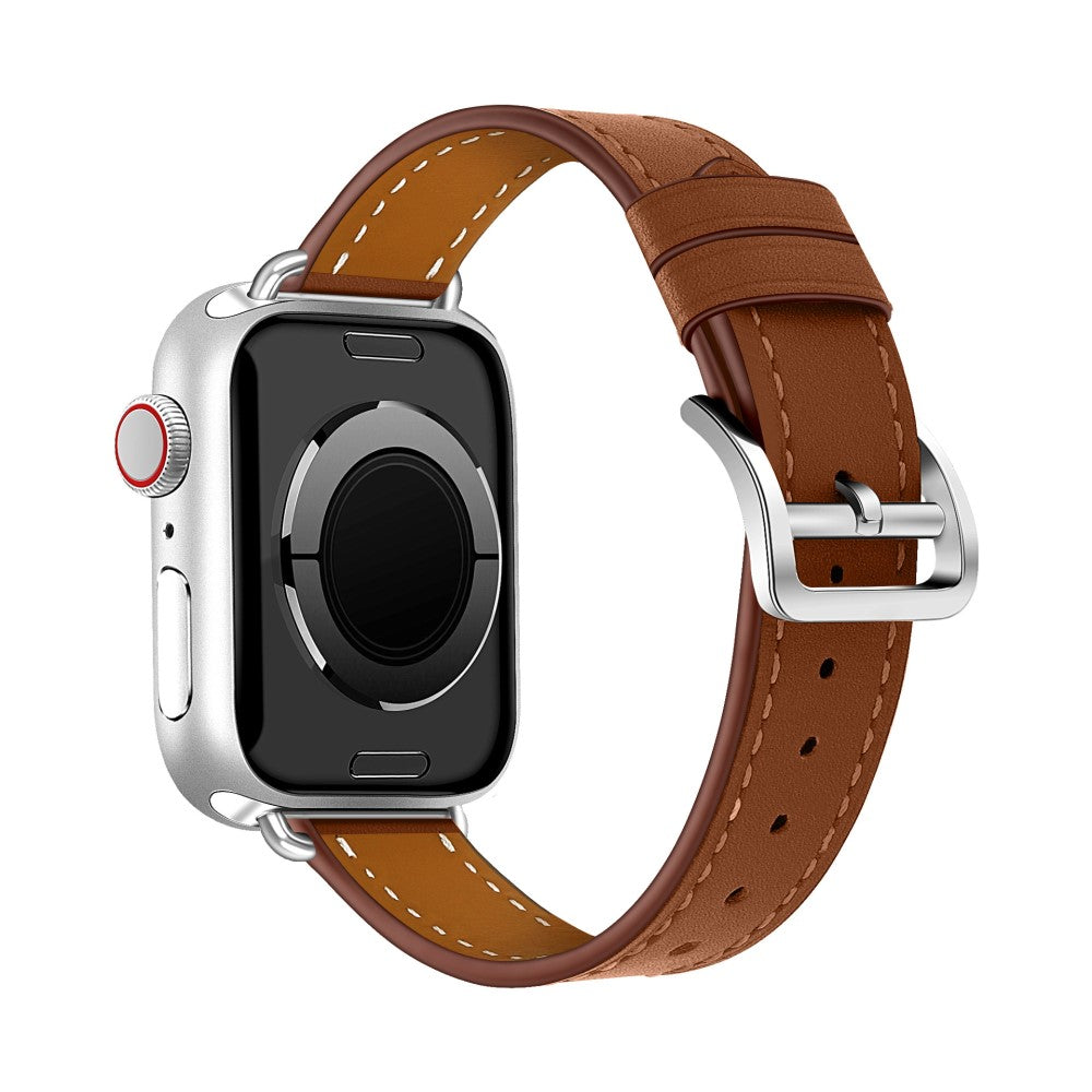 Meget elegant Apple Watch Series 7 41mm Ægte læder Rem - Brun#serie_8