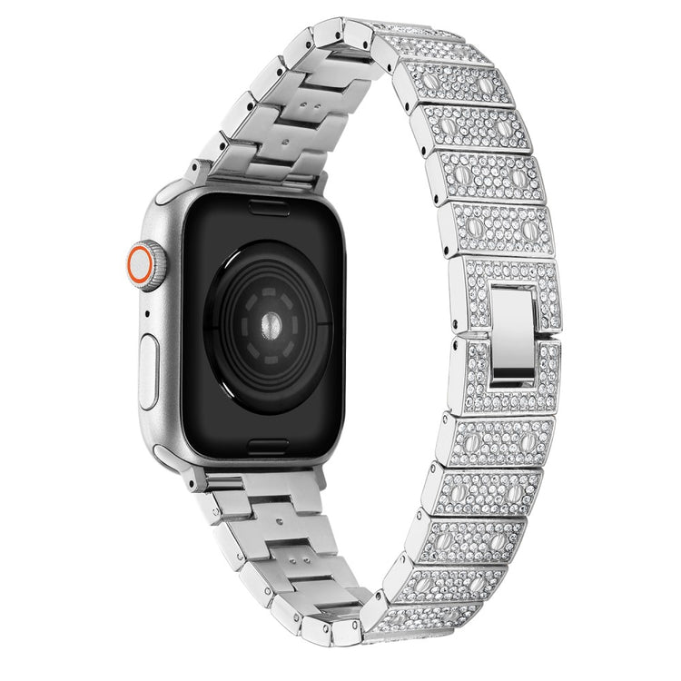 Rigtigt fed Apple Watch Series 7 41mm Metal og Rhinsten Rem - Sølv#serie_4