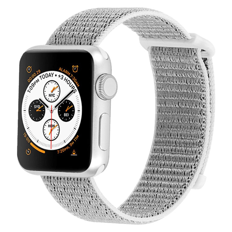 Rigtigt skøn Apple Watch Series 7 41mm Nylon Rem - Sølv#serie_2
