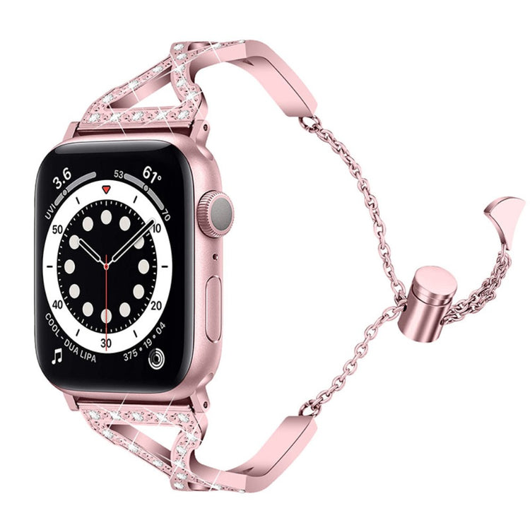 Yndigt Apple Watch Series 7 41mm Metal og Rhinsten Rem - Pink#serie_3