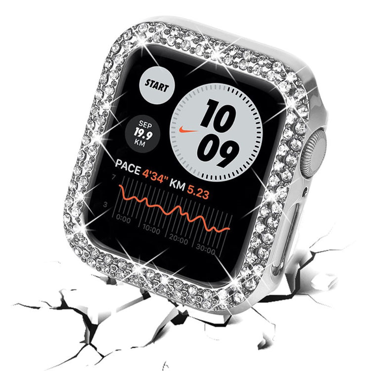 Apple Watch Series 7 41mm Beskyttende Plastik og Rhinsten Bumper  - Sølv#serie_2