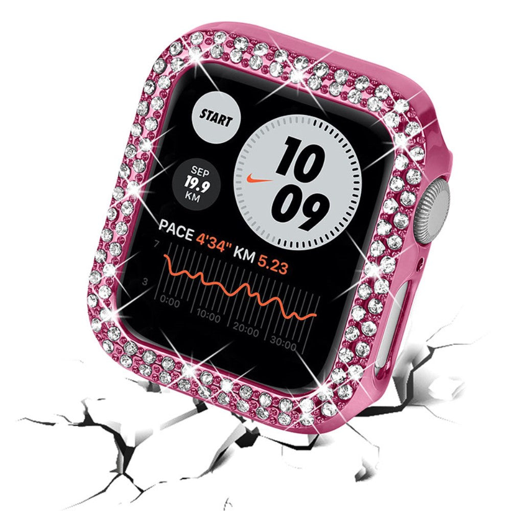 Apple Watch Series 7 41mm Beskyttende Plastik og Rhinsten Bumper  - Pink#serie_5
