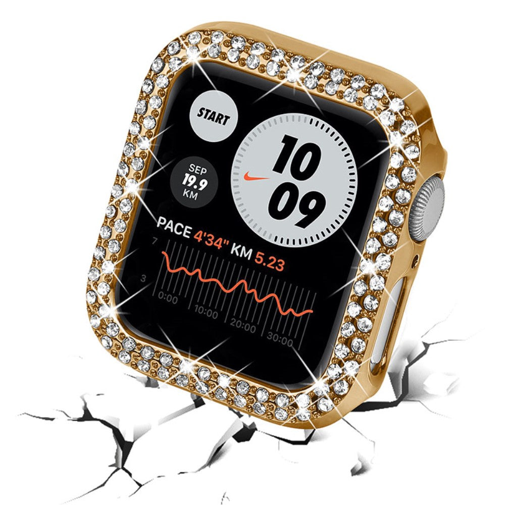 Apple Watch Series 7 41mm Beskyttende Plastik og Rhinsten Bumper  - Guld#serie_7