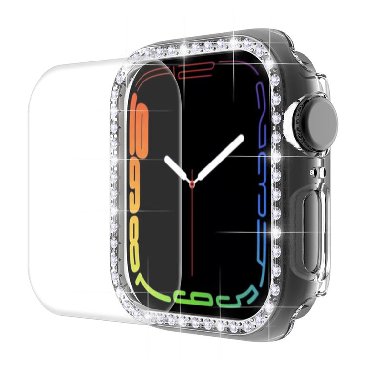 Beskyttende Apple Watch Series 7 41mm Cover med Skærmbeskytter i Plastik og Rhinsten - Gennemsigtig#serie_3
