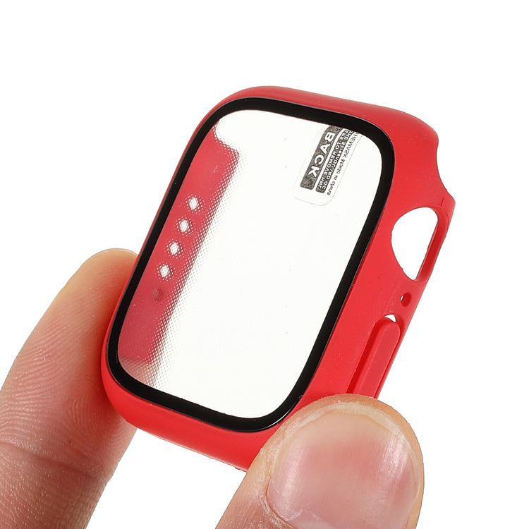 Rigtigt Fint Apple Watch Series 7 41mm Cover med Skærmbeskytter i Hærdet Glas - Rød#serie_5