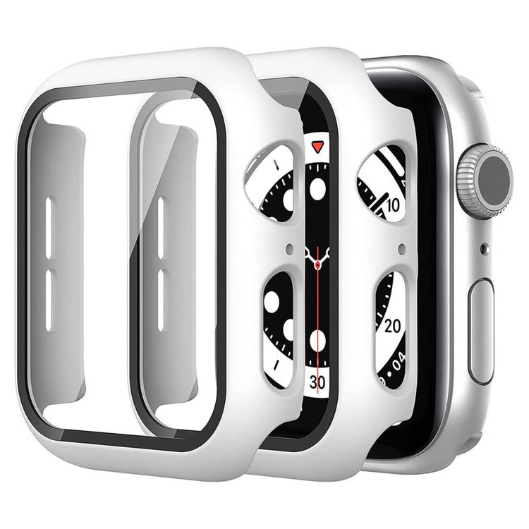Rigtigt Fed Apple Watch Series 7 41mm Cover med Skærmbeskytter i Plastik og Hærdet Glas - Hvid#serie_2