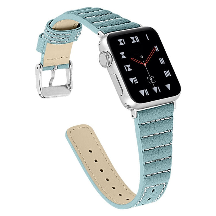 Helt vildt flot Apple Watch Series 7 41mm Ægte læder Rem - Blå#serie_2