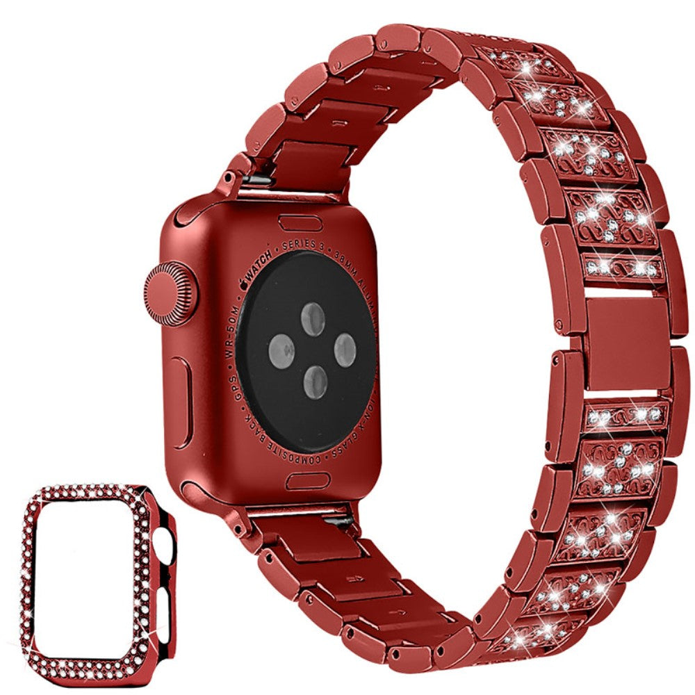 Apple Watch Series 7 41mm Metal Rem med Cover - Rød#serie_4