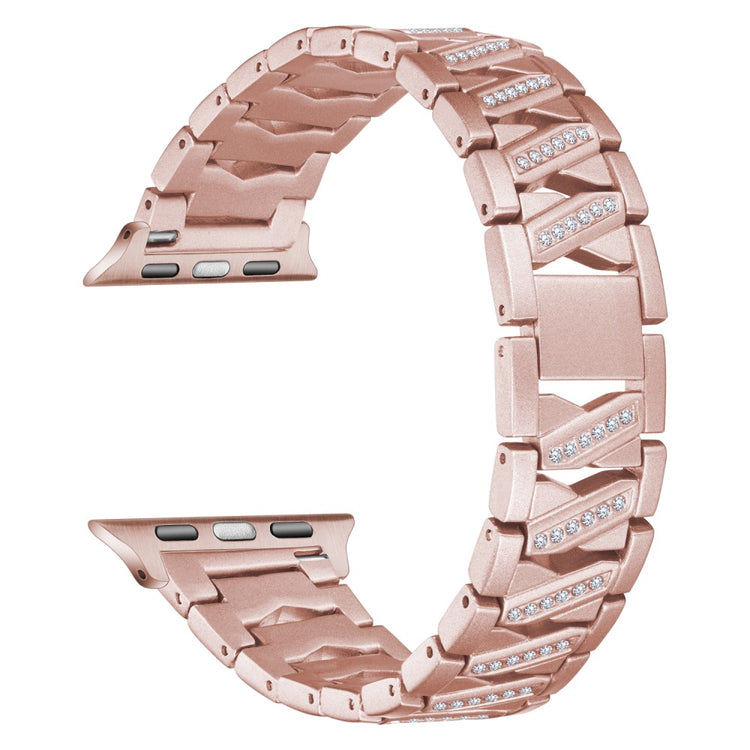 Super fint Apple Watch Series 7 41mm Metal og Rhinsten Rem - Pink#serie_2