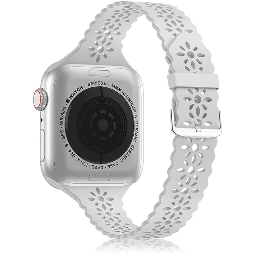 Rigtigt cool Apple Watch Series 7 41mm Silikone Rem - Sølv#serie_6