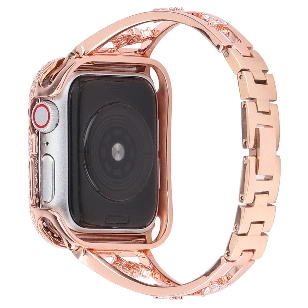 Super smuk Apple Watch Series 7 41mm Metal og Rhinsten Rem - Pink#serie_2