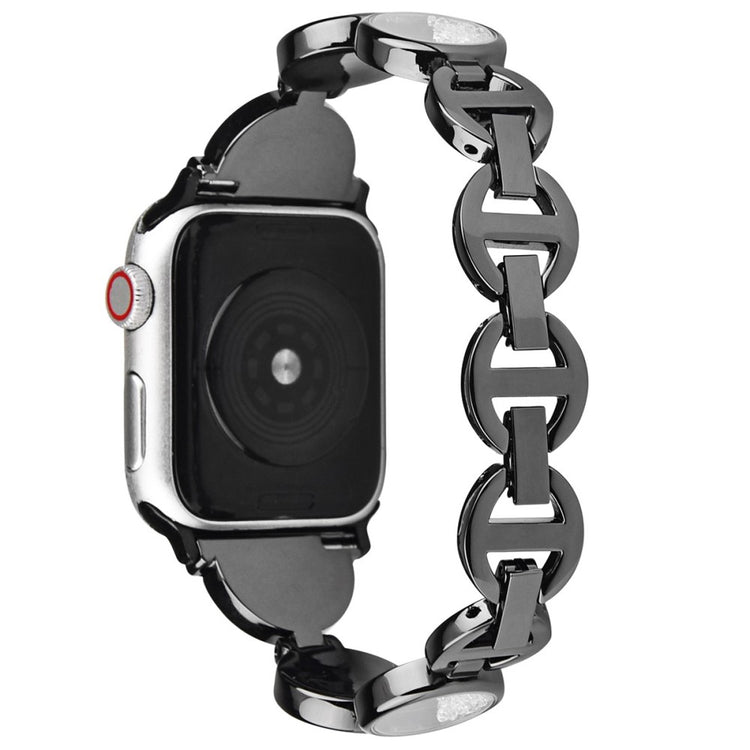 Holdbart Apple Watch Series 7 41mm Metal og Rhinsten Rem - Sort#serie_2