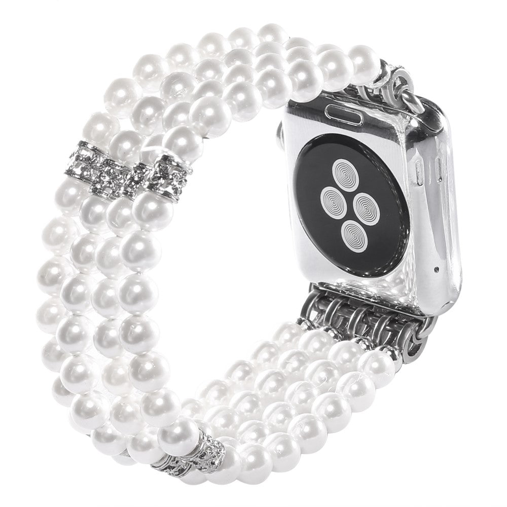 Rigtigt hårdfør Apple Watch Series 7 41mm Rhinsten Rem - Hvid#serie_1