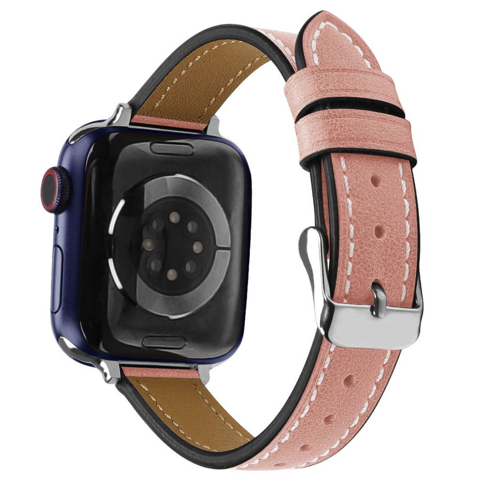 Rigtigt godt Apple Watch Series 7 41mm Ægte læder Rem - Pink#serie_4