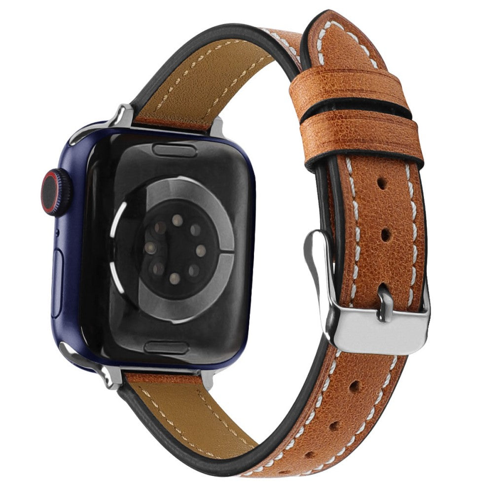 Rigtigt godt Apple Watch Series 7 41mm Ægte læder Rem - Brun#serie_5