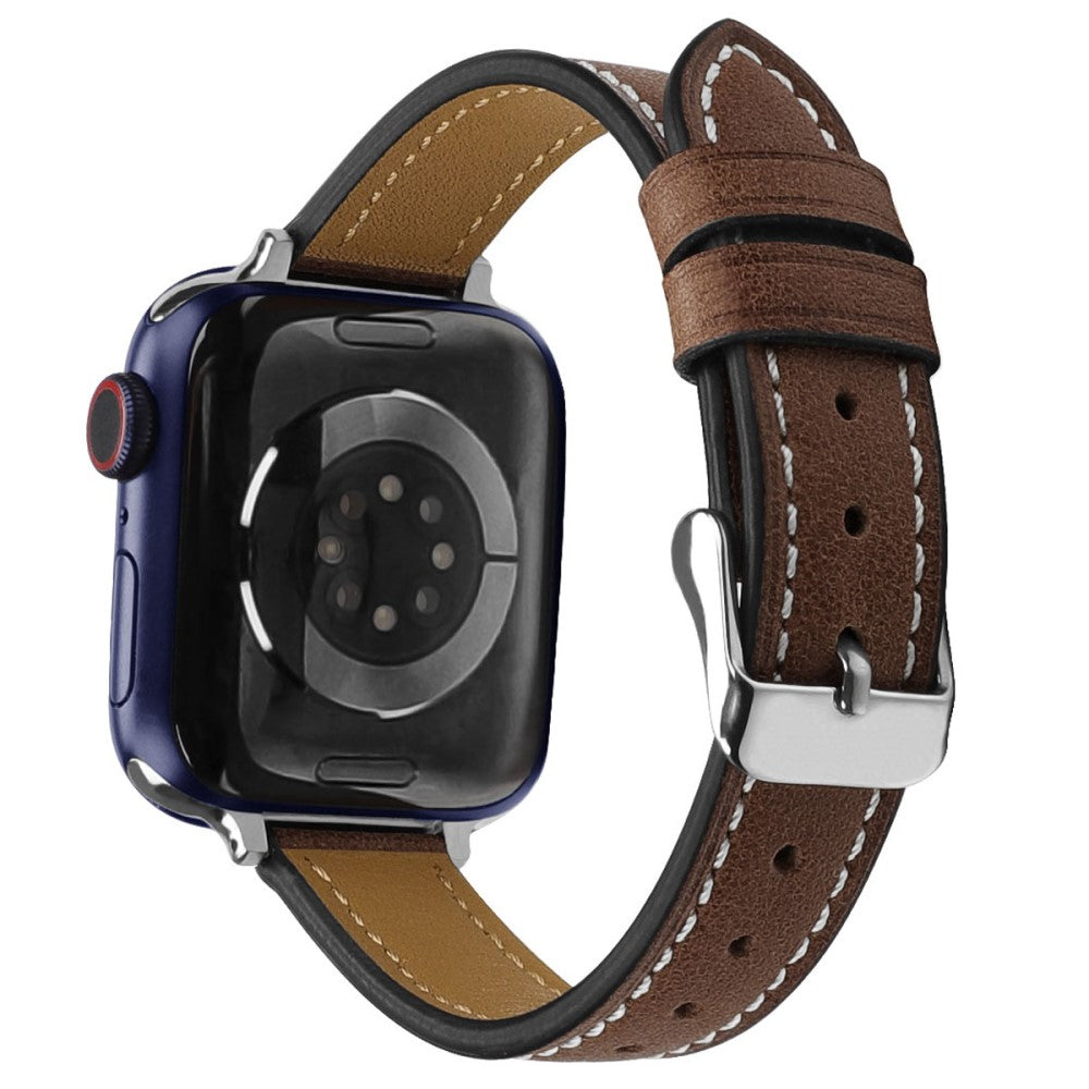 Rigtigt godt Apple Watch Series 7 41mm Ægte læder Rem - Brun#serie_6