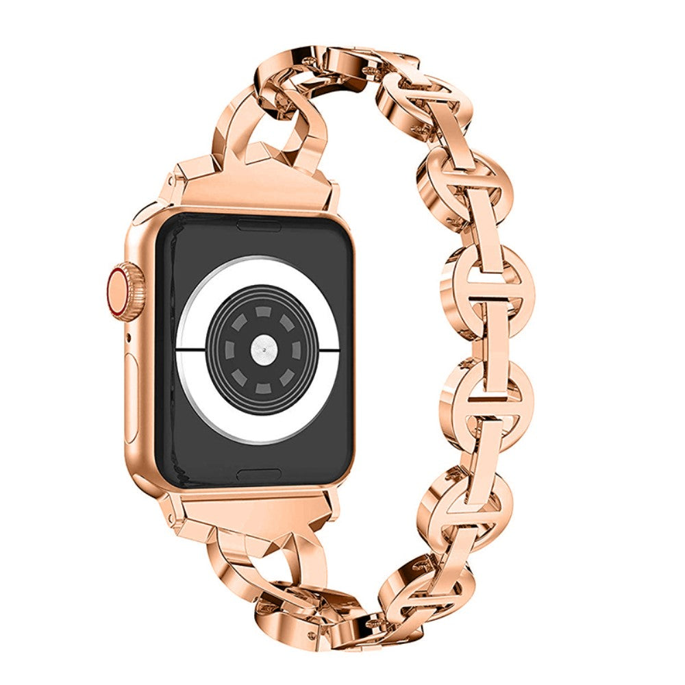 Kønt Apple Watch Series 7 41mm Metal og Rhinsten Rem - Pink#serie_2