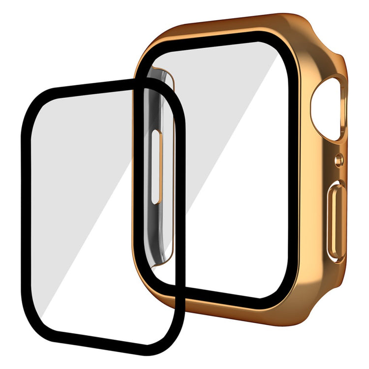 Godt Apple Watch Series 7 41mm Cover med Skærmbeskytter i Plastik og Hærdet Glas - Pink#serie_4
