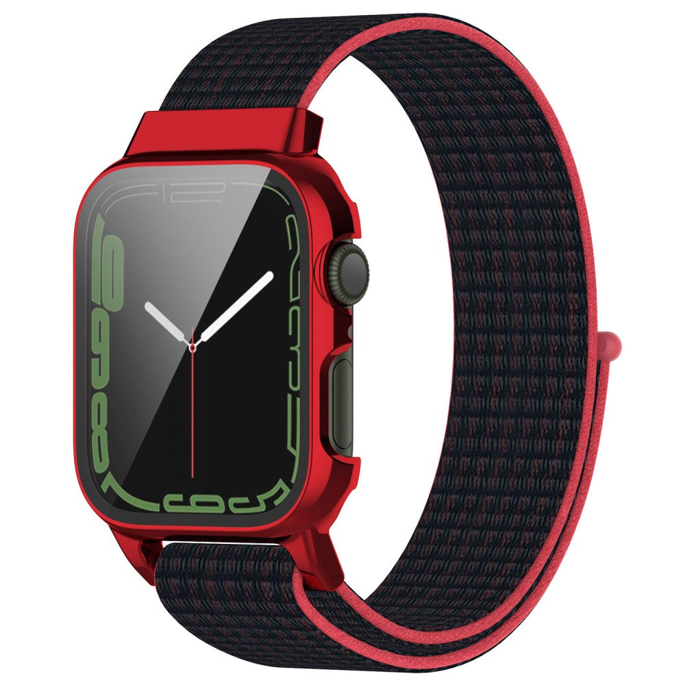 Vildt hårdfør Apple Watch Series 7 41mm Nylon og Glas Rem - Rød#serie_11