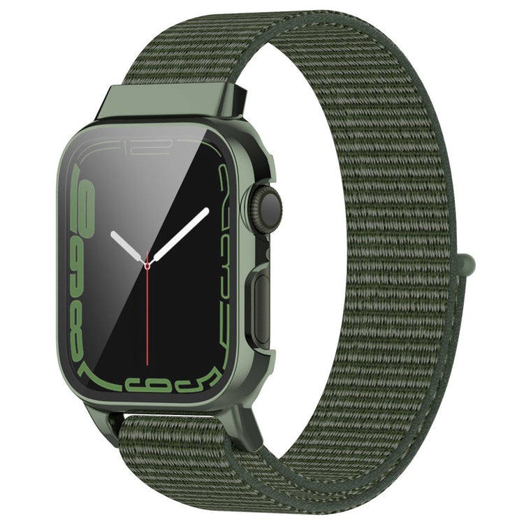 Vildt hårdfør Apple Watch Series 7 41mm Nylon og Glas Rem - Grøn#serie_13