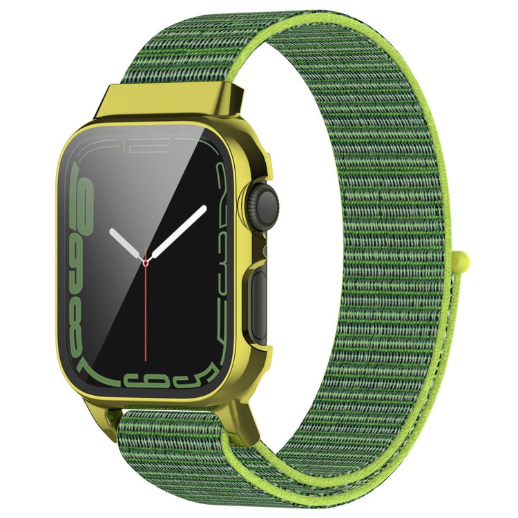 Vildt hårdfør Apple Watch Series 7 41mm Nylon og Glas Rem - Grøn#serie_14