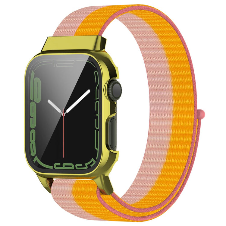 Vildt hårdfør Apple Watch Series 7 41mm Nylon og Glas Rem - Orange#serie_16