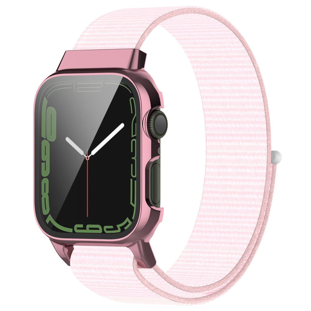 Vildt hårdfør Apple Watch Series 7 41mm Nylon og Glas Rem - Pink#serie_20
