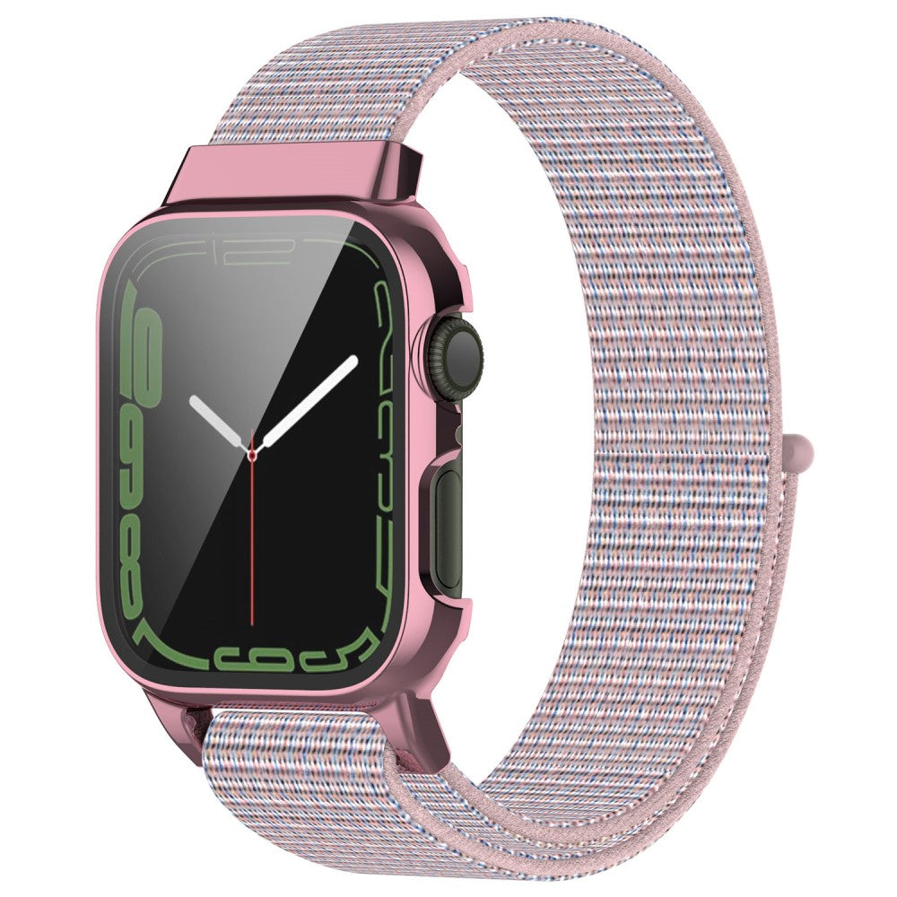 Vildt hårdfør Apple Watch Series 7 41mm Nylon og Glas Rem - Pink#serie_7