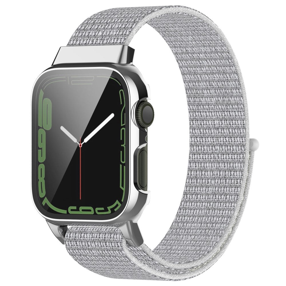 Vildt hårdfør Apple Watch Series 7 41mm Nylon og Glas Rem - Sølv#serie_9