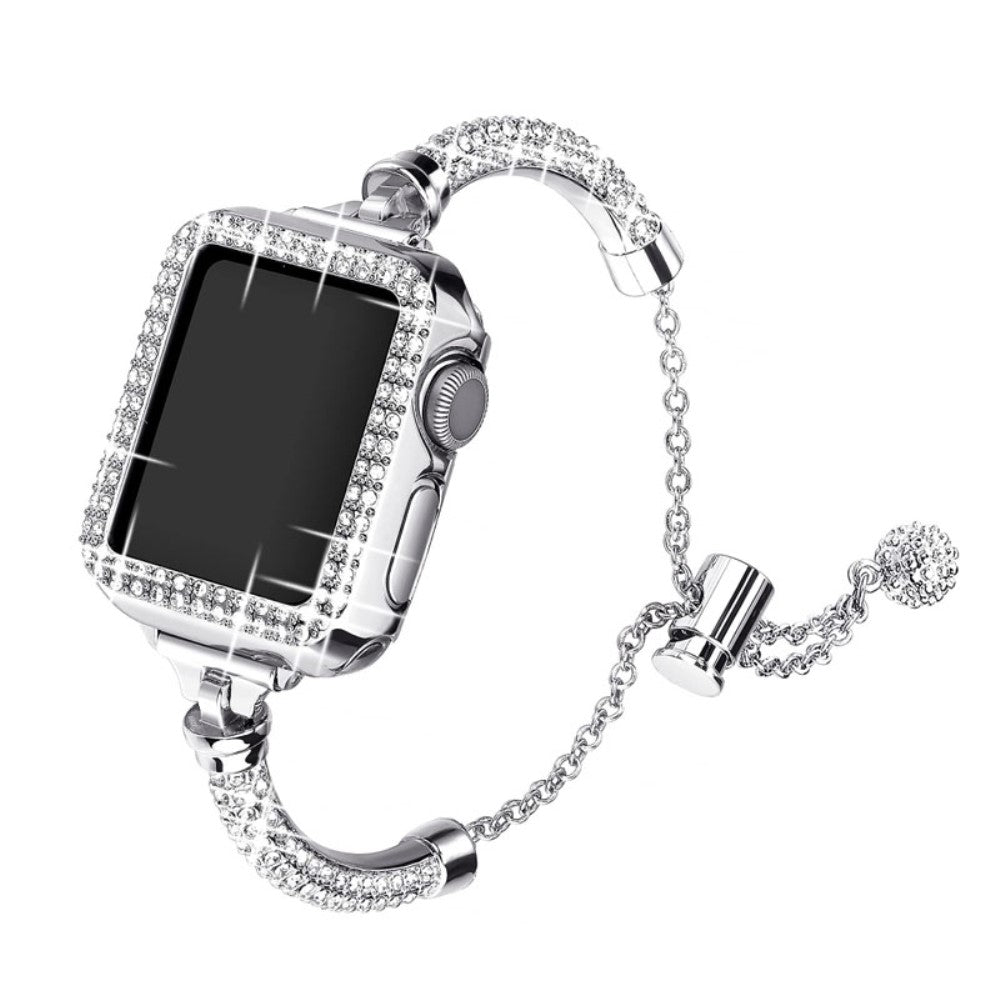 Eminent Apple Watch Series 7 41mm Metal og Rhinsten Rem - Sølv#serie_158