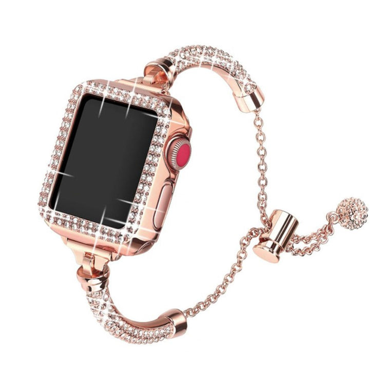 Meget kønt Apple Watch Series 7 41mm Metal og Rhinsten Rem - Pink#serie_1