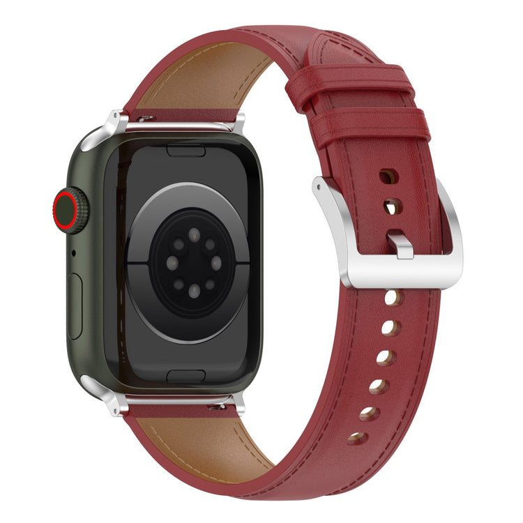 Rigtigt smuk Apple Watch Series 7 41mm Ægte læder Rem - Rød#serie_3