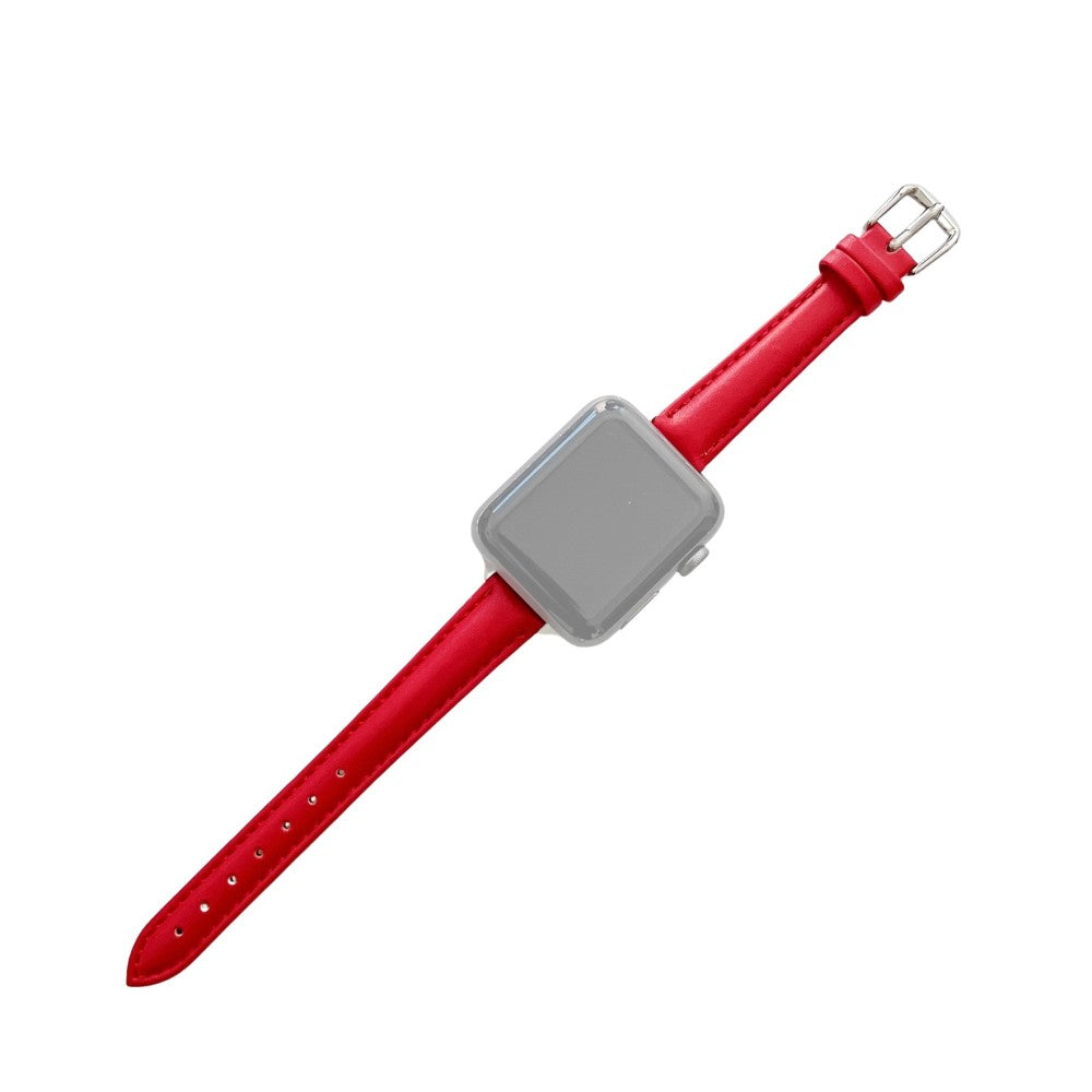 Meget elegant Apple Watch Series 7 41mm Ægte læder Rem - Rød#serie_3